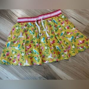 Mini Boden Girl’s 11-12 yr Yellow Skirt with Bird and Floral Print